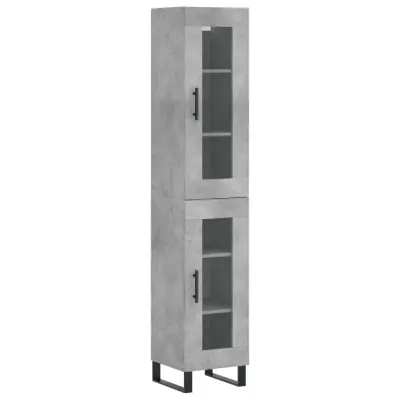 Visoka omara - Komoda - Predalnik betonsko siva 34,5x34x180 cm inženirski les