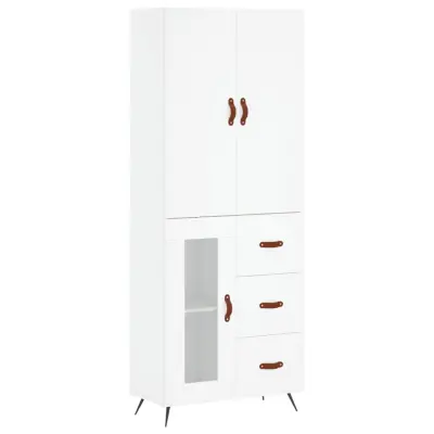 Visoka omara - Komoda - Predalnik bela 69,5x34x180 cm inženirski les