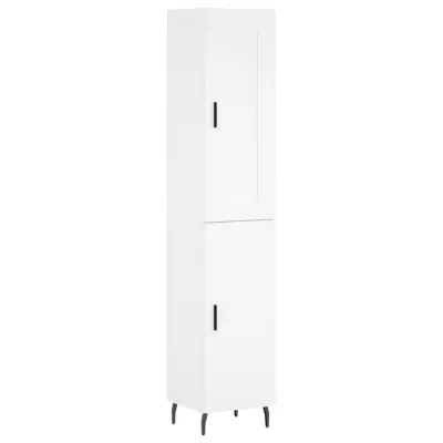 Visoka omara - Komoda - Predalnik bela 34,5x34x180 cm inženirski les