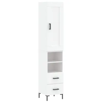 Visoka omara - Komoda - Predalnik bela 34,5x34x180 cm inženirski les