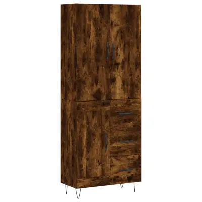 Visoka Komoda - Predalnik dimljen hrast 69,5x34x180 cm inženirski les