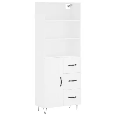 Visoka omara - Komoda - Predalnik bela 69,5x34x180 cm inženirski les