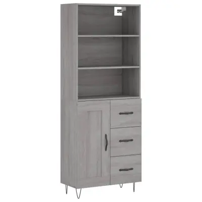 Visoka Komoda - Predalnik siva sonoma 69,5x34x180 cm inženirski les