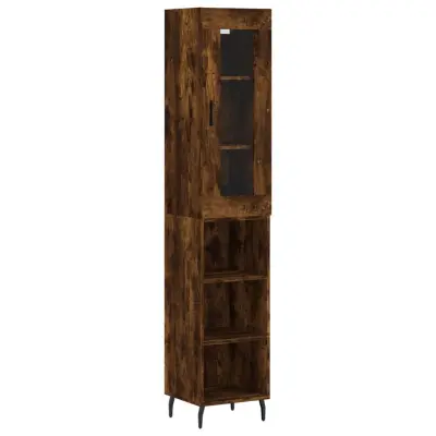 Visoka omara - Komoda - Predalnik dimljeni hrast 34,5x34x180 cm inženirski les