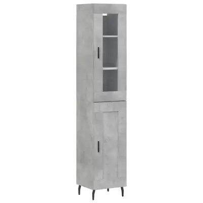 Visoka omara - Komoda - Predalnik betonsko siva 34,5x34x180 cm inženirski les