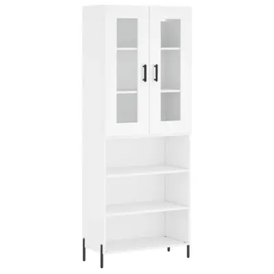 Visoka omara - Komoda - Predalnik bela 69,5x34x180 cm inženirski les