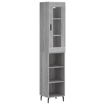 Visoka omara - Komoda - Predalnik siva sonoma 34,5x34x180 cm inženirski les