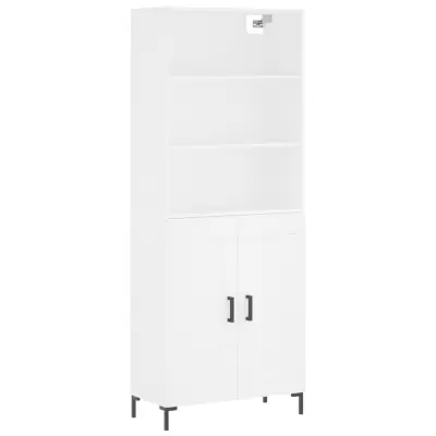 Visoka omara - Komoda - Predalnik bela 69,5x34x180 cm inženirski les