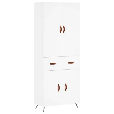 Visoka omara - Komoda - Predalnik bela 69,5x34x180 cm inženirski les