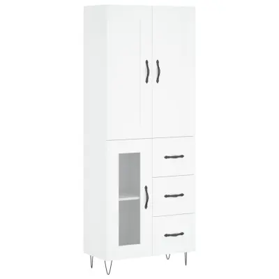 Visoka omara - Komoda - Predalnik bela 69,5x34x180 cm inženirski les
