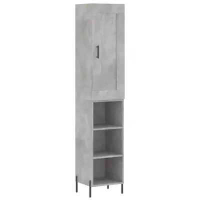 Visoka omara - Komoda - Predalnik betonsko siva 34,5x34x180 cm inženirski les