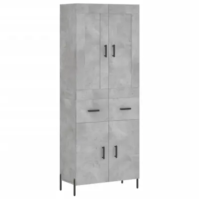 Visoka Komoda - Predalnik betonsko siva 69,5x34x180 cm inženirski les