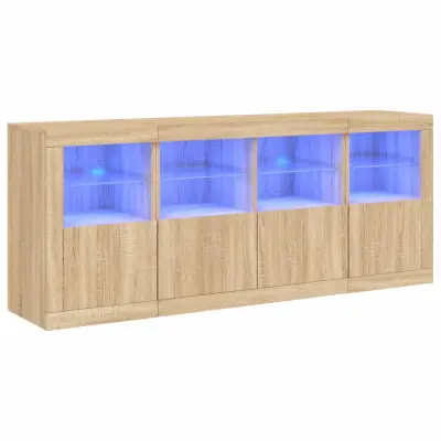 Komoda - Predalnik z LED lučkami sonoma hrast 163x37x67 cm
