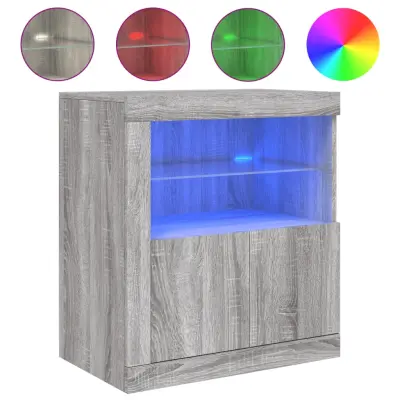 Komoda - Predalnik z LED lučkami siva sonoma 60,5x37x67 cm