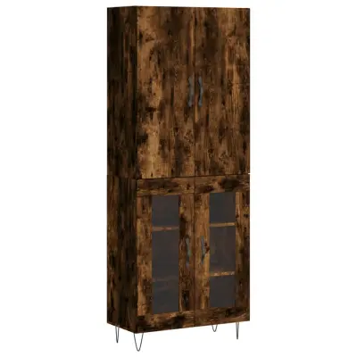 Visoka Komoda - Predalnik dimljen hrast 69,5x34x180 cm inženirski les