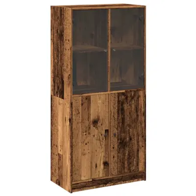 Visoka omara - Komoda - Predalnik z vrati starinski les 68x37x142 cm inženirski les