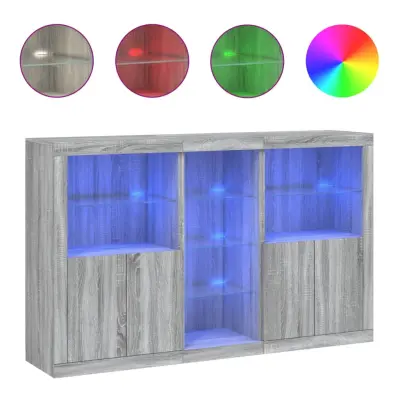 Komoda - Predalnik z LED lučkami siva sonoma 162x37x100 cm