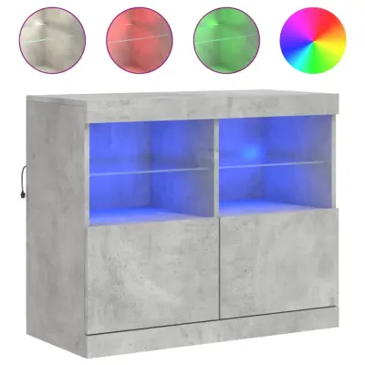 Komoda - Predalnik z LED lučkami betonsko siva 81x37x67 cm