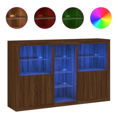 Komoda - Predalnik z LED lučkami dimljen rjav hrast 162x37x100 cm