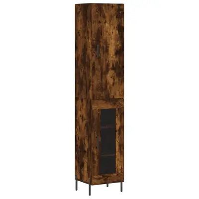 Visoka omara - Komoda - Predalnik dimljeni hrast 34,5x34x180 cm inženirski les