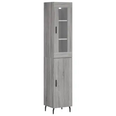 Visoka omara - Komoda - Predalnik siva sonoma 34,5x34x180 cm inženirski les