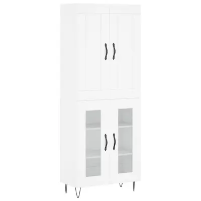 Visoka omara - Komoda - Predalnik bela 69,5x34x180 cm inženirski les
