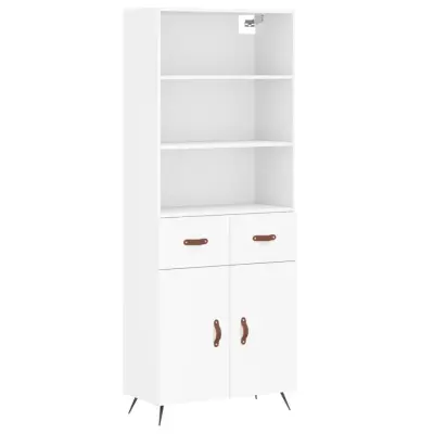 Visoka omara - Komoda - Predalnik bela 69,5x34x180 cm inženirski les