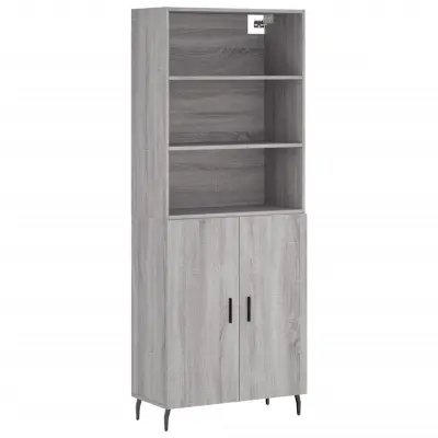 Visoka Komoda - Predalnik siva sonoma 69,5x34x180 cm inženirski les