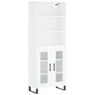 Visoka omara - Komoda - Predalnik bela 69,5x34x180 cm inženirski les