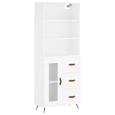 Visoka omara - Komoda - Predalnik bela 69,5x34x180 cm inženirski les
