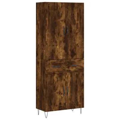 Visoka Komoda - Predalnik dimljen hrast 69,5x34x180 cm inženirski les