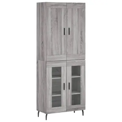 Visoka Komoda - Predalnik siva sonoma 69,5x34x180 cm inženirski les