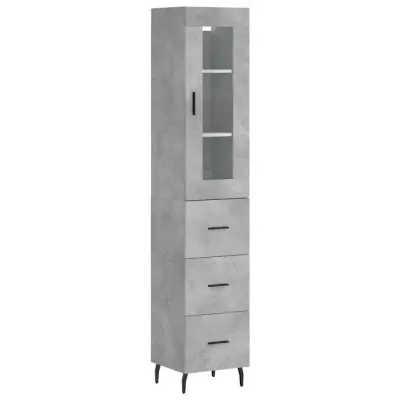 Visoka omara - Komoda - Predalnik betonsko siva 34,5x34x180 cm inženirski les