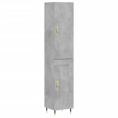 Visoka omara - Komoda - Predalnik betonsko siva 34,5x34x180 cm inženirski les