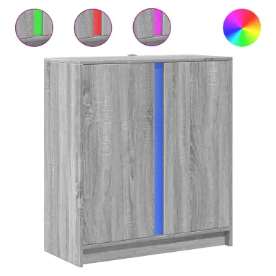 Komoda - Predalnik z LED siva sonoma 77x34x85 cm inženirski les