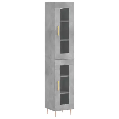 Visoka omara - Komoda - Predalnik betonsko siva 34,5x34x180 cm inženirski les
