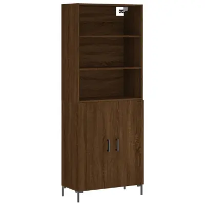 Visoka Komoda - Predalnik rjav hrast 69,5x34x180 cm inženirski les