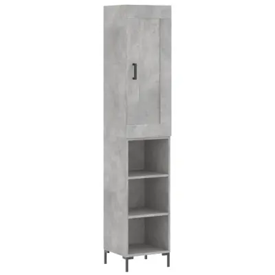Visoka omara - Komoda - Predalnik betonsko siva 34,5x34x180 cm inženirski les