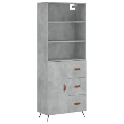 Visoka Komoda - Predalnik betonsko siva 69,5x34x180 cm inženirski les