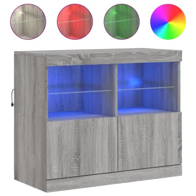 Komoda - Predalnik z LED lučkami siva sonoma 81x37x67 cm