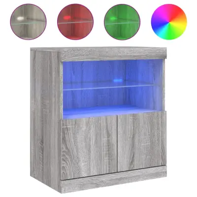 Komoda - Predalnik z LED lučkami siva sonoma 60x37x67 cm