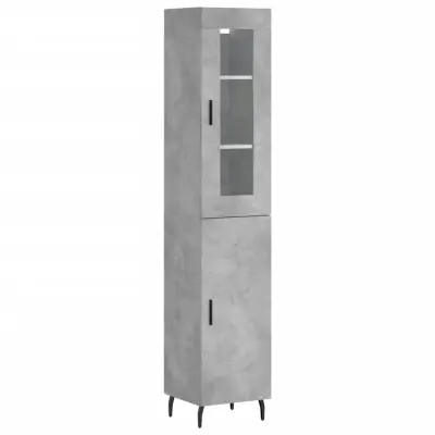 Visoka omara - Komoda - Predalnik betonsko siva 34,5x34x180 cm inženirski les