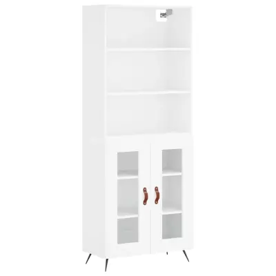 Visoka omara - Komoda - Predalnik bela 69,5x34x180 cm inženirski les