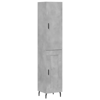 Visoka omara - Komoda - Predalnik betonsko siva 34,5x34x180 cm inženirski les