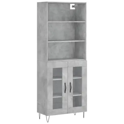 Visoka Komoda - Predalnik betonsko siva 69,5x34x180 cm inženirski les