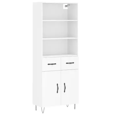 Visoka omara - Komoda - Predalnik bela 69,5x34x180 cm inženirski les