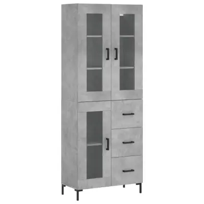 Visoka Komoda - Predalnik betonsko siva 69,5x34x180 cm inženirski les