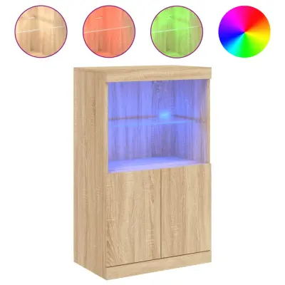Komoda - Predalnik z LED lučkami sonoma hrast 60,5x37x100 cm