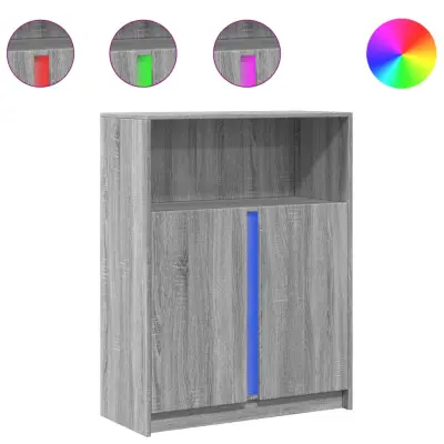 Komoda - Predalnik z LED siva sonoma 77x34x100 cm inženirski les