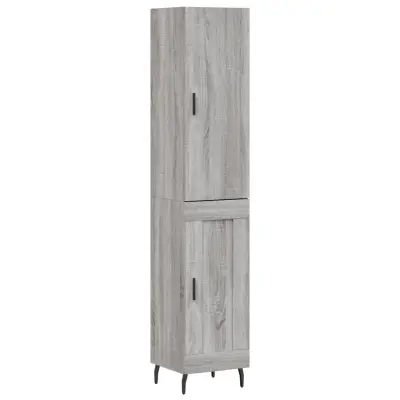 Visoka omara - Komoda - Predalnik siva sonoma 34,5x34x180 cm inženirski les